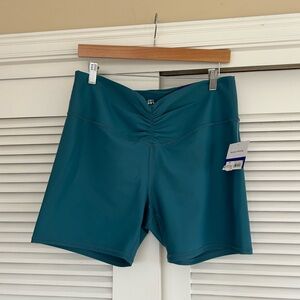 NWT JoyLab Teal High-Rise Ruched Bike Shorts